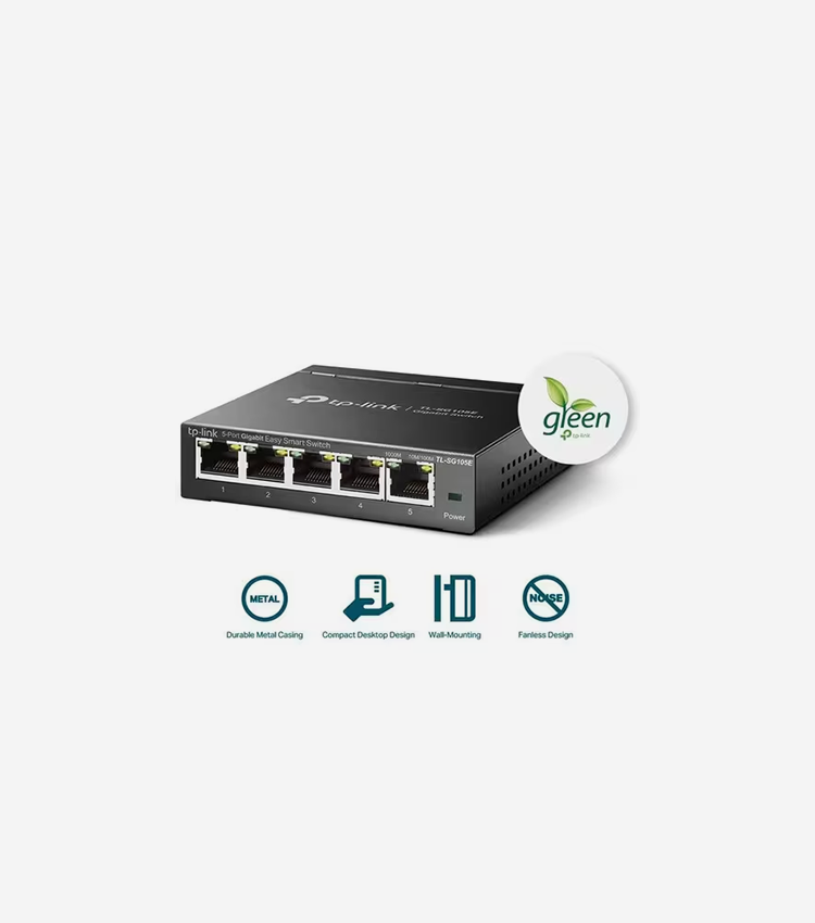 TP-Link 5-Port Gigabit Easy Smart Switch - 5 Ports - Manageable - Gigabit Ethernet - 10/100/1000Base-T