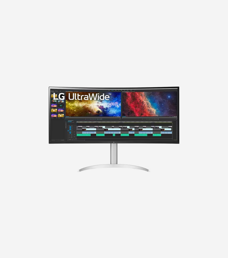 LG Ultrawide 38WP85C-W 38" Class UW-QHD+ Curved Screen LCD Monitor - 21:9 - Silver, White - 37.5" Viewable
