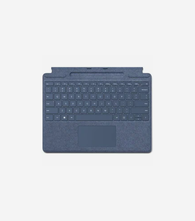 Microsoft Surface Pro Signature Keyboard - Cable Connectivity - Proprietary Interface - Multimedia Hot Key(s), Screen Brightness Hot Key(s)  - Sapphire